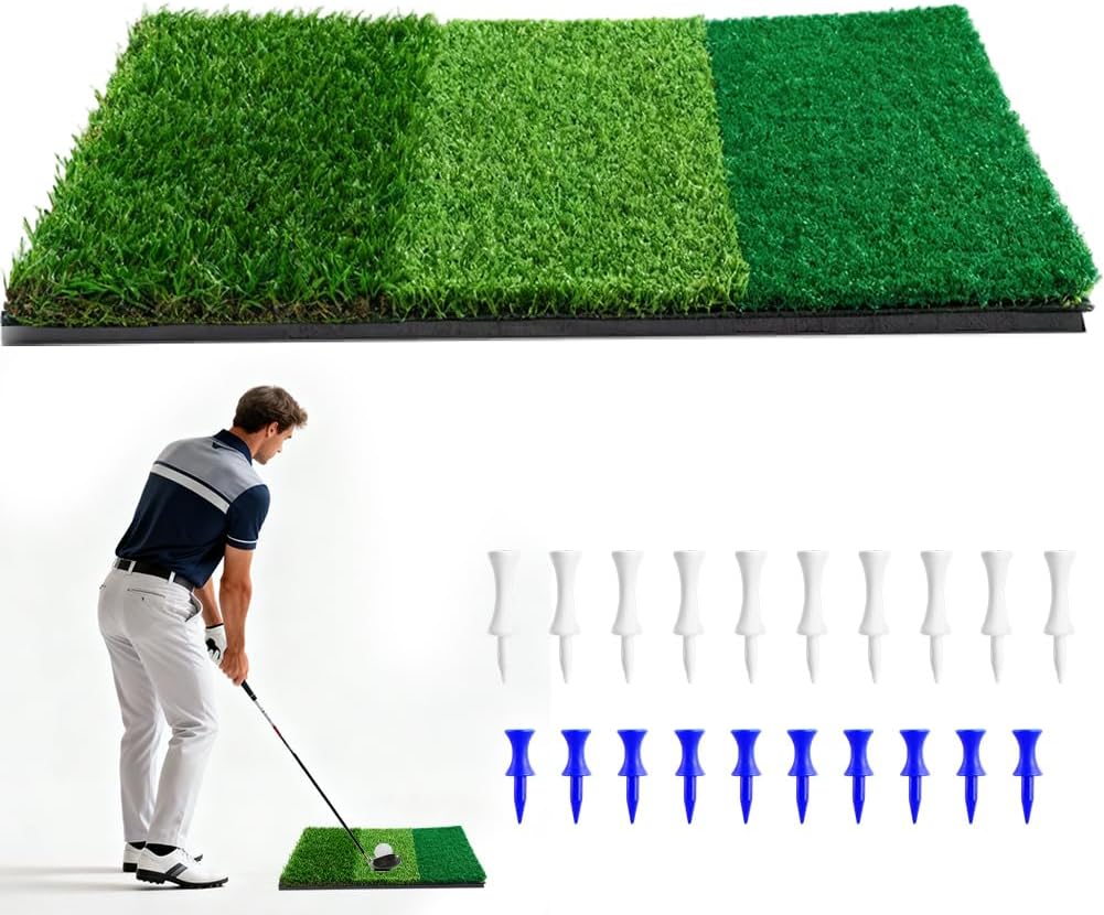 3 in 1 Golf-Schlagmatte, 60x30 cm Golf Abschlagmatte mit Enge Lie, Rough und Fairway für Indoor Outd