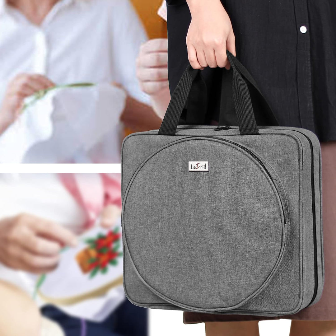 LoDrid Stickprojekttasche, Quadratische Stickzubehör Aufbewahrungstasche, Tragbare Basteltasche für