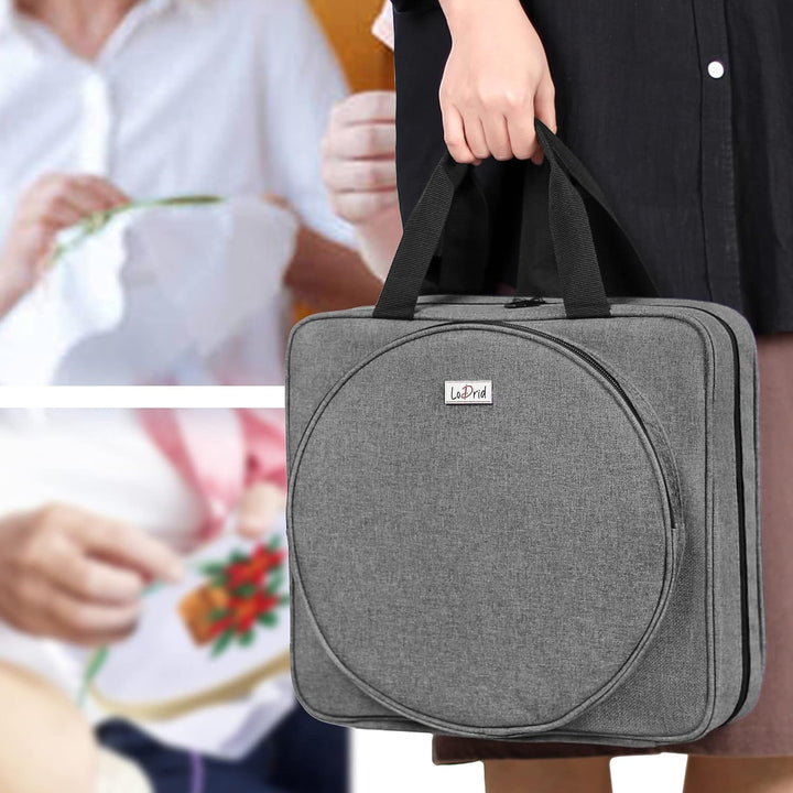 LoDrid Stickprojekttasche, Quadratische Stickzubehör Aufbewahrungstasche, Tragbare Basteltasche für