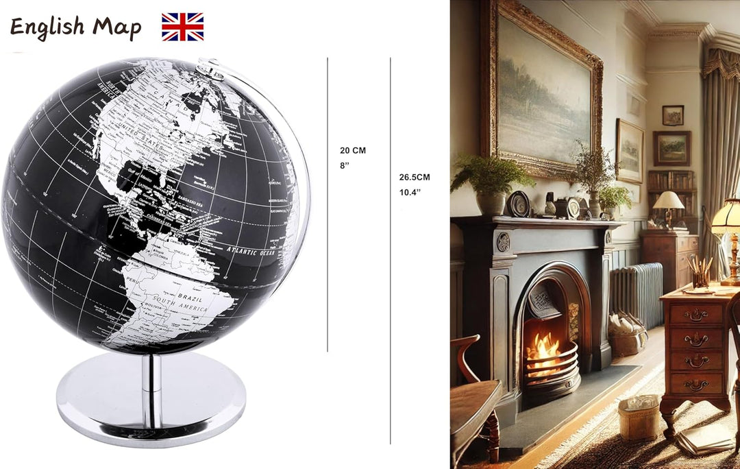 Exerz 20cm Globus - Englische Karte - Schüler-Globus - Mit Einem Metallfuss Pädagogisch/Geografisch/