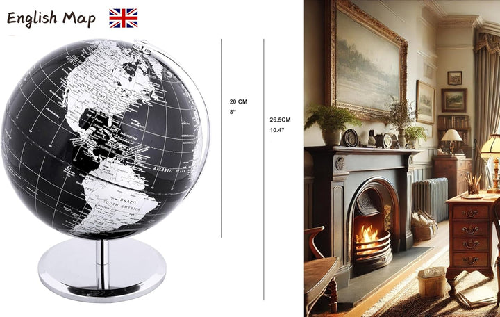Exerz 20cm Globus - Englische Karte - Schüler-Globus - Mit Einem Metallfuss Pädagogisch/Geografisch/
