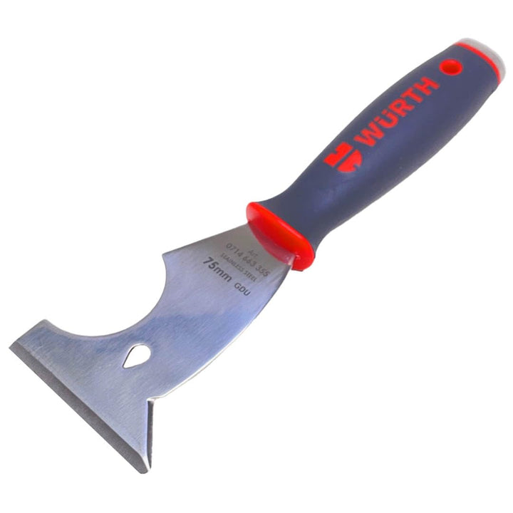 Würth Profi Edelstahl Multifunktionsschaber 75mm mit Schlagkappe, Lackschaber, Spachtel, Universalsp