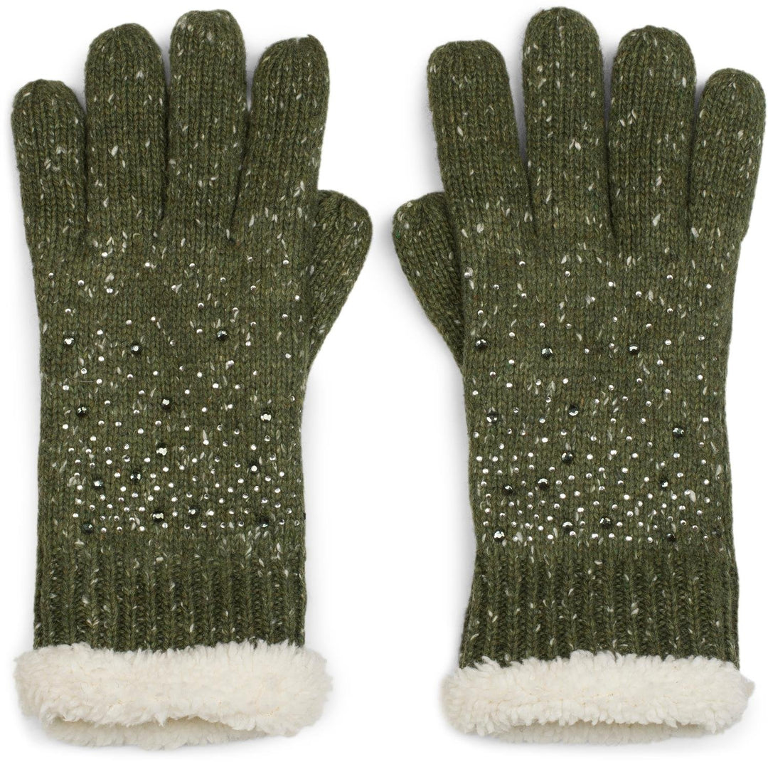 styleBREAKER warme Handschuhe mit Strass und Fleece, Winter Strickhandschuhe, Damen 09010010 Einheit