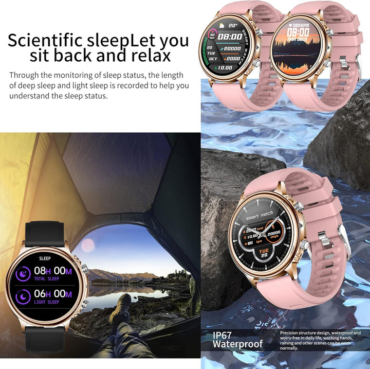 ZPIMY Smartwatch Damen Herren, Smart Watch mit Telefonfunktion 1.32" Zoll Touchscreen Fitness Tracke