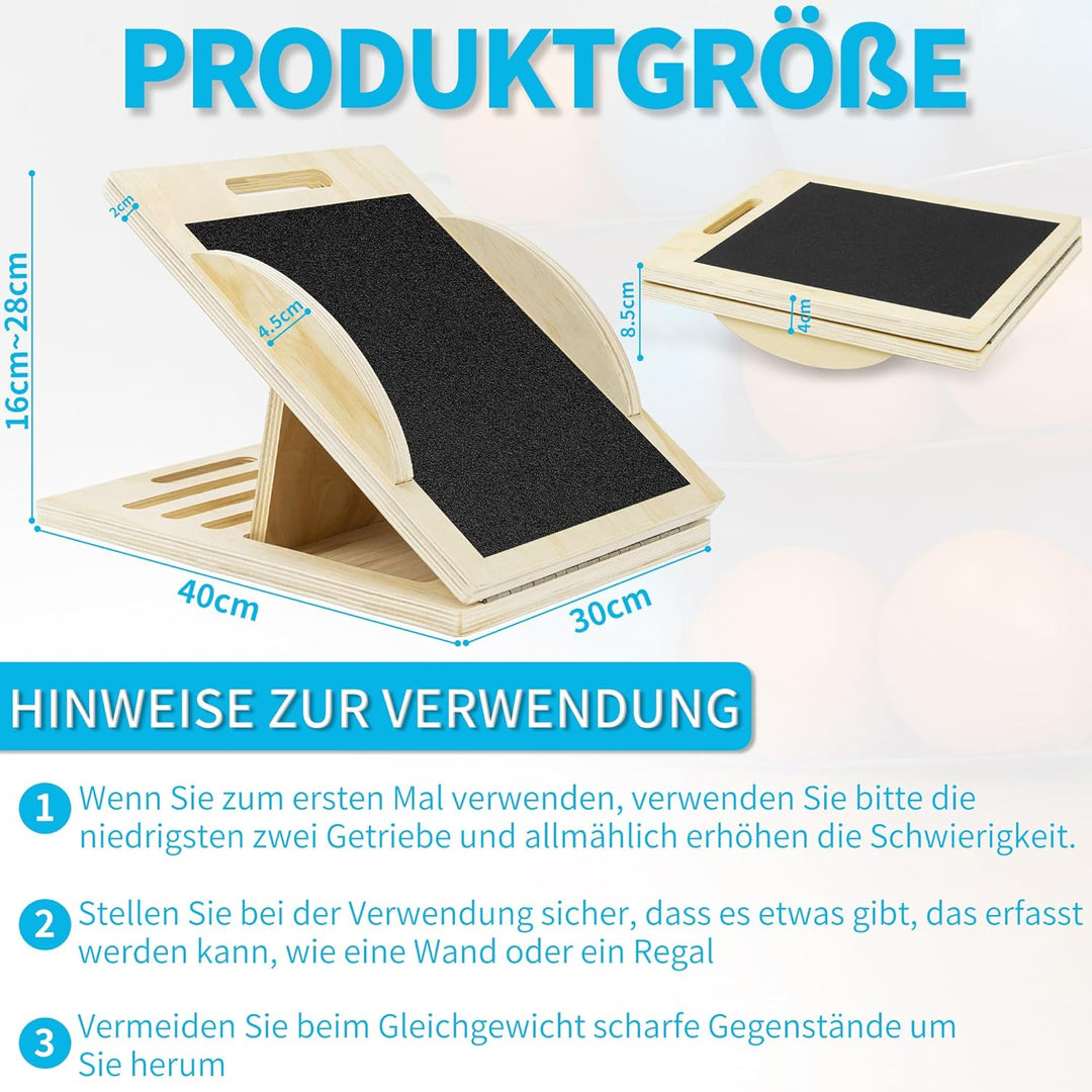OUUTMEE 5 Winkel Schrägbrett Holz Spannungsneigungsplatte, Balance Board für Erwachsene, verstellbar