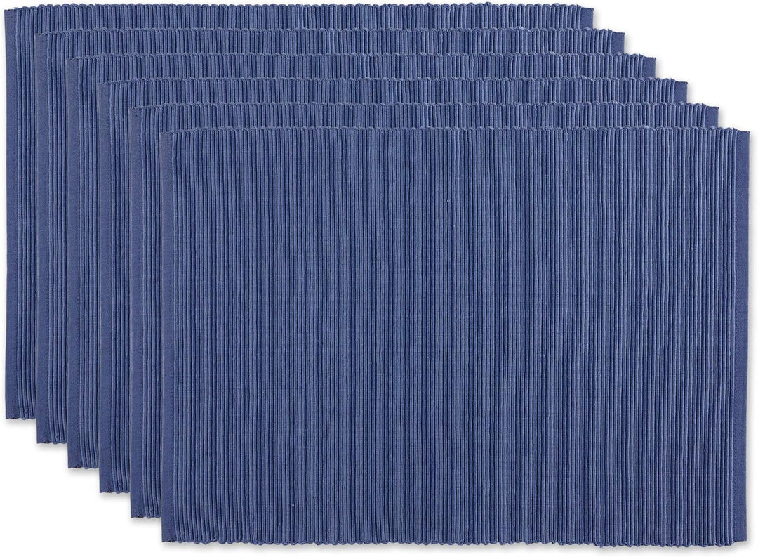 DII Basic Everyday Tischset, gerippt, 100% Baumwolle, 33 x 48 cm, Blau (French Blue), 6-teilig, Blau