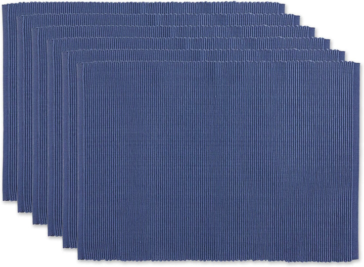 DII Basic Everyday Tischset, gerippt, 100% Baumwolle, 33 x 48 cm, Blau (French Blue), 6-teilig, Blau