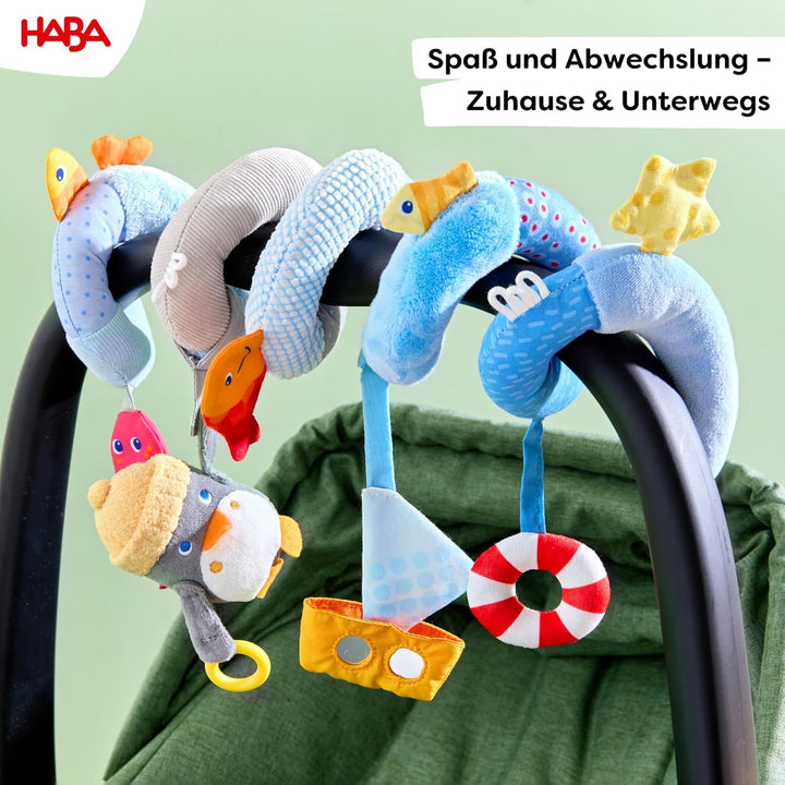 HABA Mobile-Spirale Pinguin – abnehmbare Tier-Figur, Glöckchen und Spiegelfolie, für Kinderwagen und