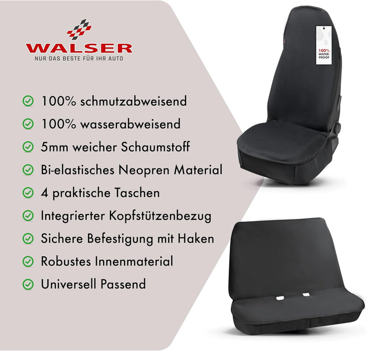 Walser Premium Sitzauflage Auto Neopren, 100% wasserdichter Sitzschoner Auto, 100% schmutzabweisende