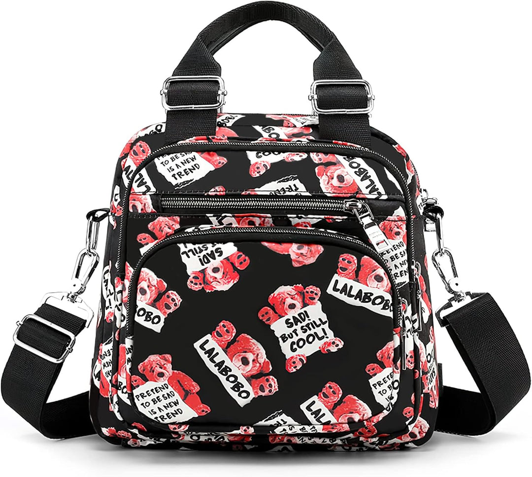 DIRRONA Mode Damen Handtasche Damen Umhängetasche Klein Rucksack Drucken Schultertaschen Multi-Tasch