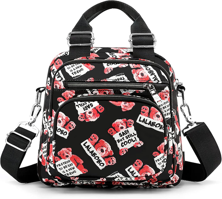 DIRRONA Mode Damen Handtasche Damen Umhängetasche Klein Rucksack Drucken Schultertaschen Multi-Tasch