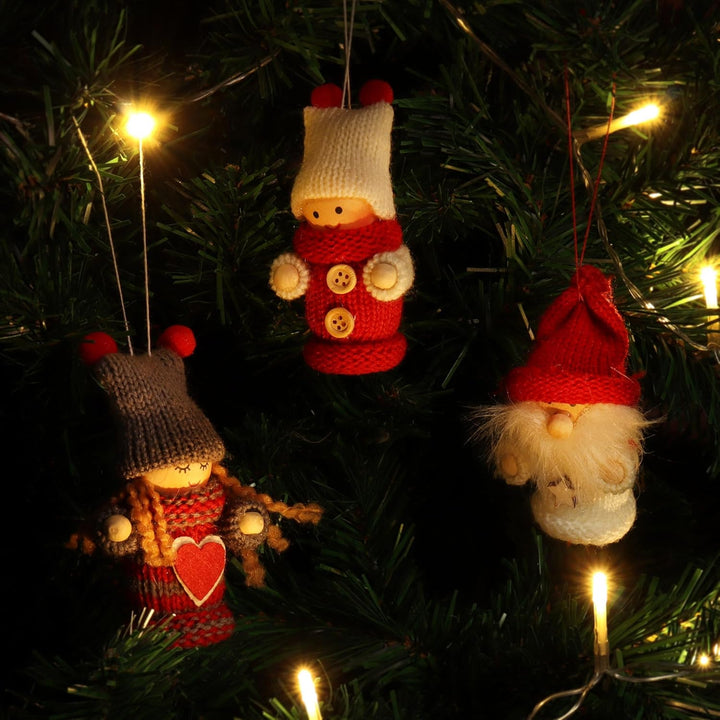com-four® 12x Premium Weihnachtsmann-Anhänger, schwedisch-skandinavische Deko-Trolle, Engel und Wich