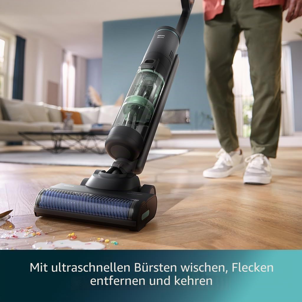 PHILIPS AquaTrio XW7263/11 Cordless Vacuum Cleaner and mop, 7000 Series, 2500 RPM, Lithium-ion, Gree