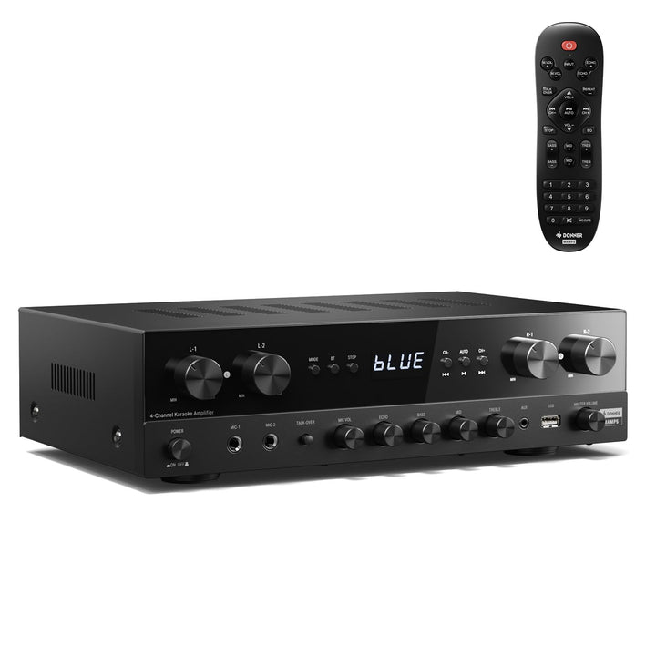 Donner Stereo Verstärker, Prämie 4-Kanal Verstärker mit 1000 W Maximalleistung und Bluetooth 5.0, US