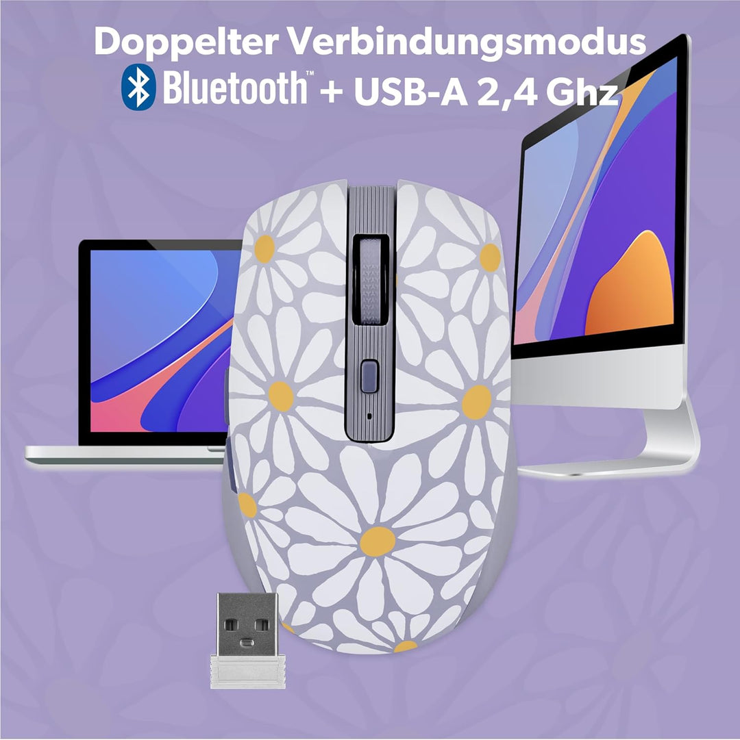 T'nB - Kabellose Maus, Dual Mode Bluetooth und USB-A, Wiederaufladbar, Lange Akkulaufzeit, Leise, 16