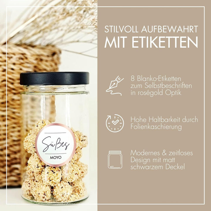 MOYO Vorratsgläser mit Deckel | Vorratsdosen Glas Made in Germany | 3er Set - 720ml | edle luftdicht