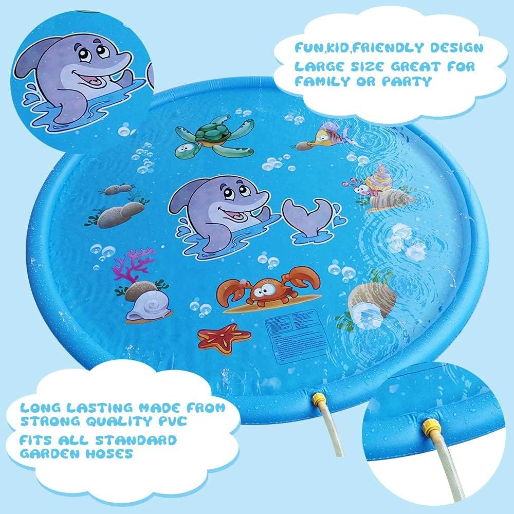 KAHEIGN Splash Pad 170cm Sprinkler Wasser Spielmatte, Wasserspielzeug Kinder Spielzeug für Draussen