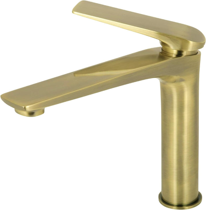 'aquaSu® Mittelhohe Waschtischarmatur Orva in Bronze, mit Wasserspar-Mischdüse, Kosten sparende Kalt