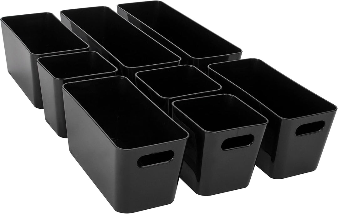 8 Teile Organizer Set - 10 cm hoch - schwarz - Boxen in 3 Grössen - Schubladeneinsatz - passend für