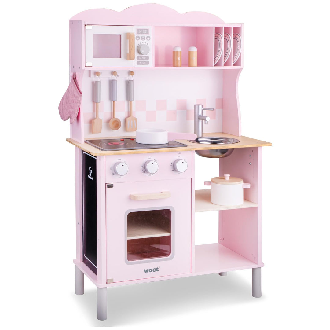 New Classic Toys 11067 Kochnische-Modern mit elektrischem Kochfeld-Klingt, 3+ years, Rosa Rosa Singl