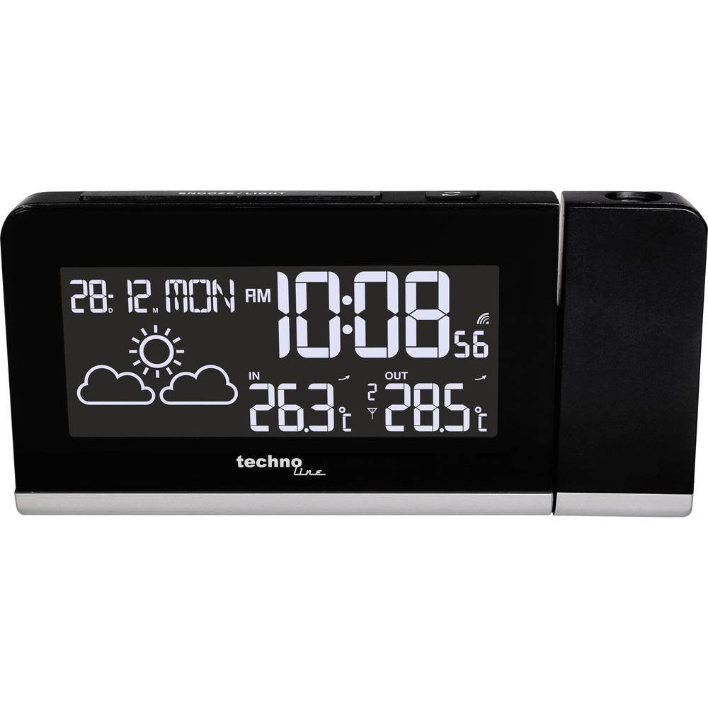 Technoline Projektionswecker WT 539 mit Funkuhr, Innen- /Aussentemperaturanzeige, Wettervorhersage u