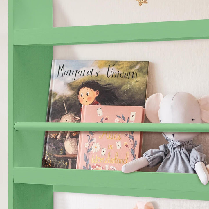 Kinderbücherregal mit Aufbewahrungsfach – Regenbogenfarben Bücherregal aus weicher Leinwand für Kind