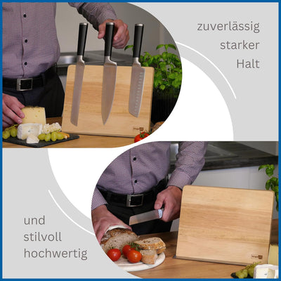 blupearl magnetisches Messerbrett aus edlem Eichenholz | magnetic knife board oak wood