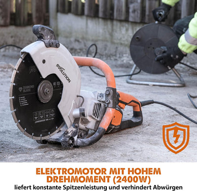 Evolution R300DCT 300 Mm Betonsäge - 2400W Motor, Kein Benzin, 115 Mm Schnitt, Inkl. Diamantblatt Fü