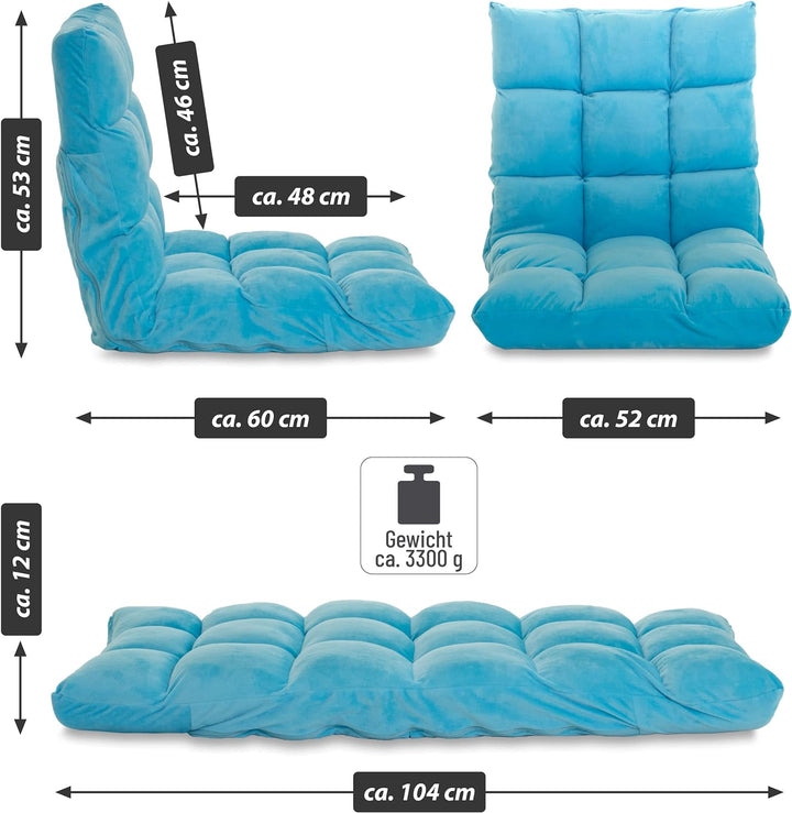 Nexos Trading Relax-Lounger 53x52x60cm hell-blau Bodensofa verstellbar Relax-Sofa Bodenstuhl Jugends