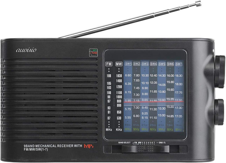 auvisio Kurzwellenradio: Analoger 9-Band-Weltempfänger mit Bluetooth, USB, SD, AUX und Akku (Weltemp
