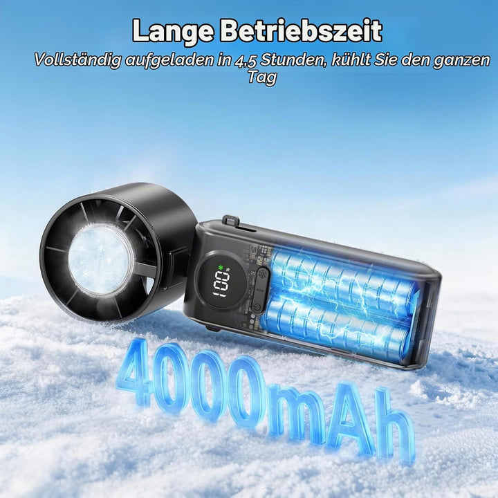 Handventilator mit Eiskompressorfunktion, Tragbarer Mini Ventilator, Leistungsstarker Handventilator