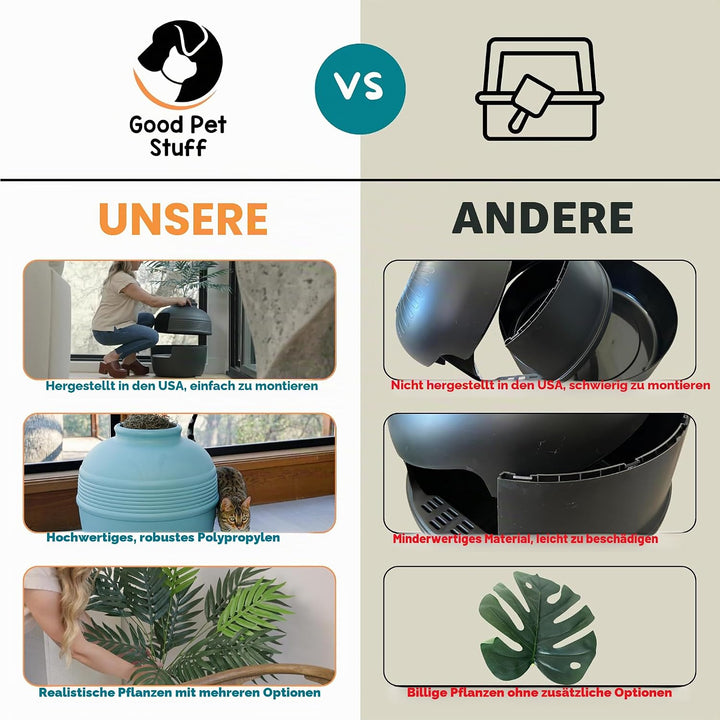 Good Pet Stuff Original versteckte Katzentoilette mit künstlicher Pflanze und geschlossenem Katzenkl