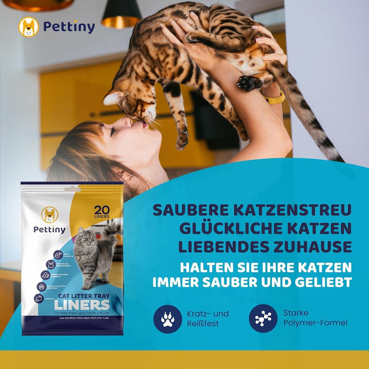 20 Katzentoilettenbeutel mit Zugbändern Kratzfeste Tüten für mittel und gross Katzenklo Original, Or