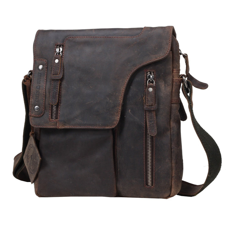Greenburry VINTAGE Revival - Leder Umhängetasche Herrentasche Schultertasche - charcoal
