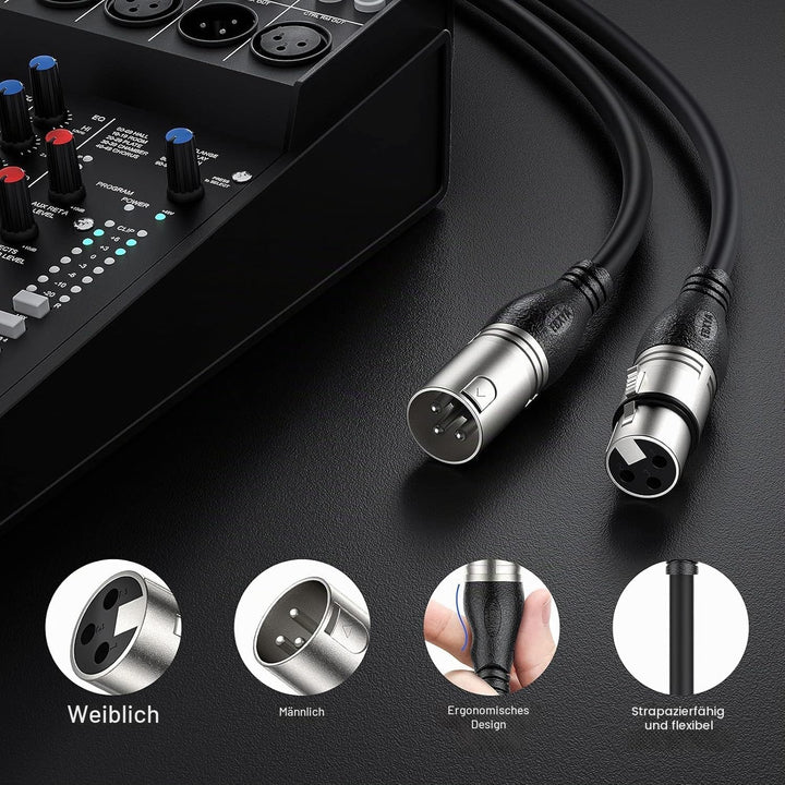 EBXYA XLR Mikrofonkabel 5M- Profi-Kabel mit Kreuzgeflechtschirm &amp; 3-Pin Symmetrisches Design fur Stu