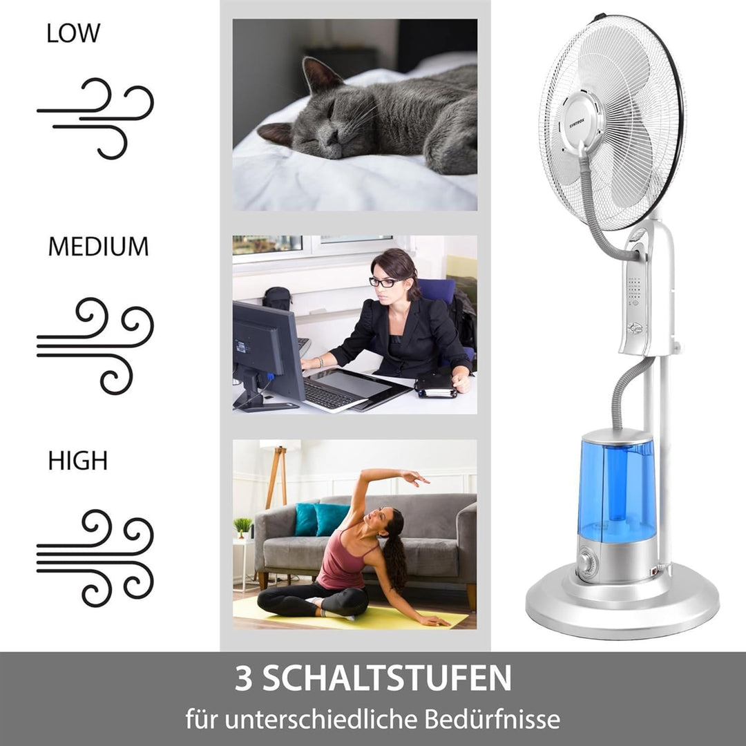 Syntrox Osszilierender Ventilator mit Wasser Quellura | Wasserventilator | Lüfter, mit Timer und Fer