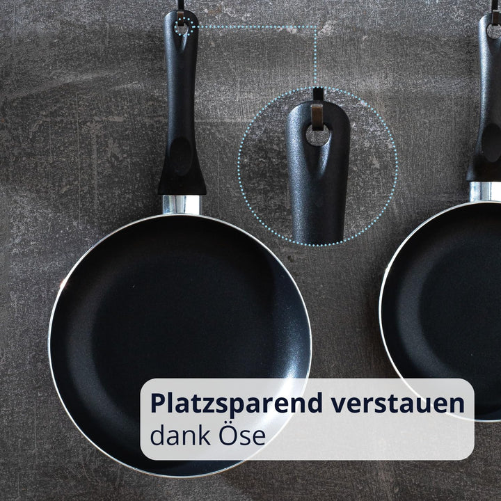 KHG 3er Set Bratpfannen 20 cm 24 cm 28 cm - Pfannenset 3-teilig aus Aluminium Induktion Antihaft - K