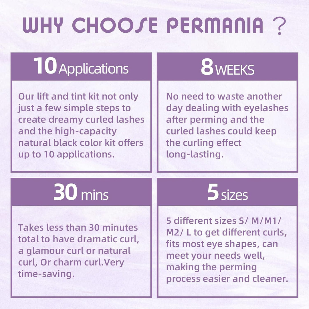 PERMANIA Wimpernlifting Set mit Farbe Schwarz, Lash Lift und Tint enthält die nötigen Utensilien, La