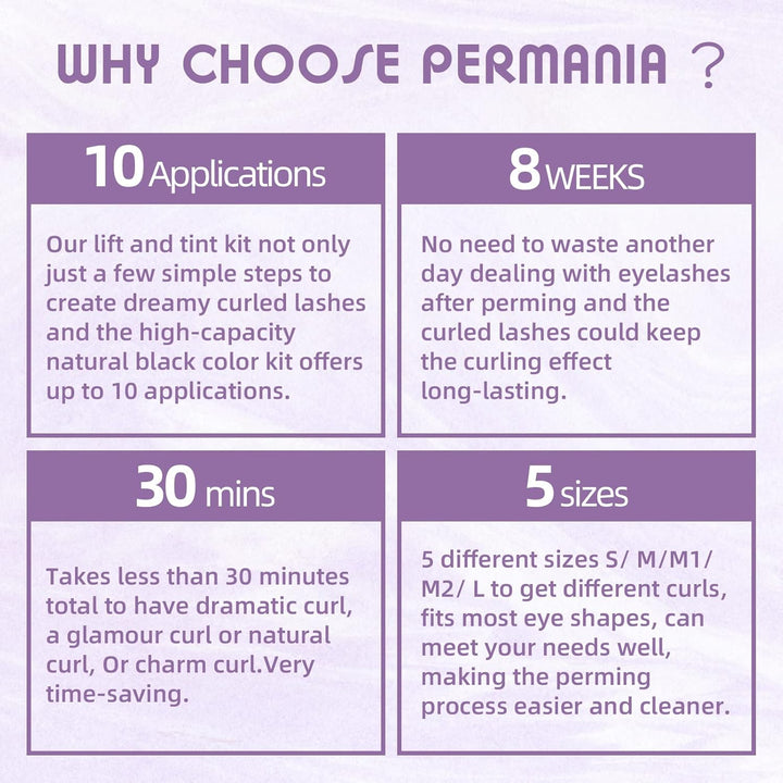 PERMANIA Wimpernlifting Set mit Farbe Schwarz, Lash Lift und Tint enthält die nötigen Utensilien, La