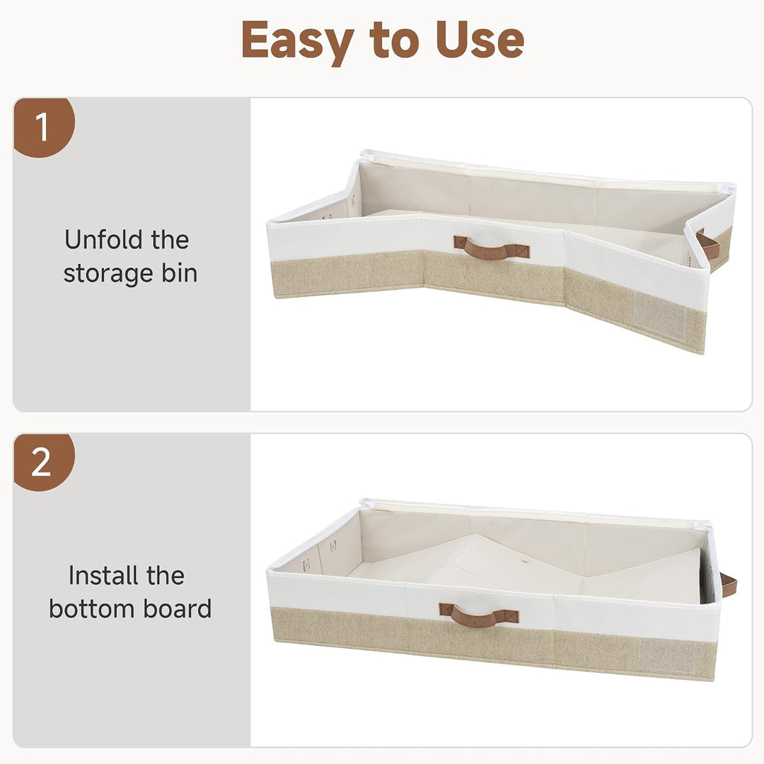 StorageWorks Unterbett Aufbewahrung, grosse Unterbett Aufbewahrungsbox mit Deckel Stoff, faltbare Un