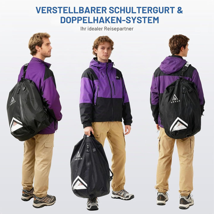 Arxus Vakuumbeutel für Kleidung - Reise Packing Cubes Compression mit Abnehmbare Schultergurt, IP67