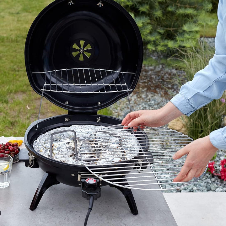 CUSIMAX Elektrogrill Tischgrill, für Innen- & Aussennutzung, Balkon, Garten & Küche, 1600W Tragbarer