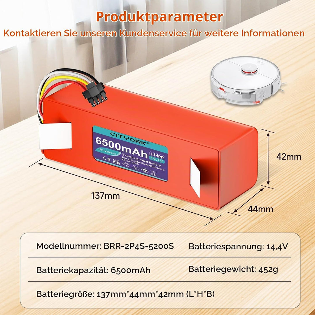 CITYORK Li-ion Ersatz Akku für Roborock Qrevo S/Pro/MaxV (QV 35A), für Roborock S8 S7 S6 S4 Q5 Q7 Ma