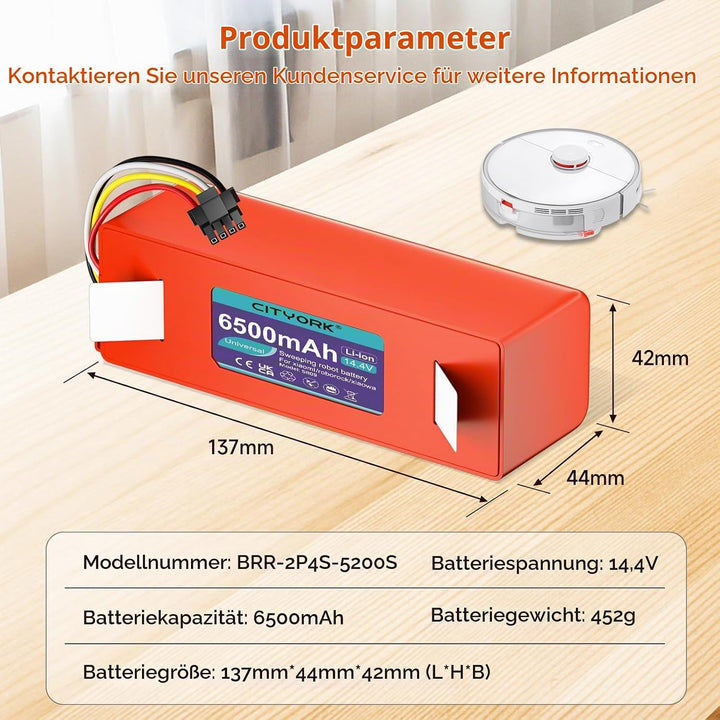 CITYORK Li-ion Ersatz Akku für Roborock Qrevo S/Pro/MaxV (QV 35A), für Roborock S8 S7 S6 S4 Q5 Q7 Ma