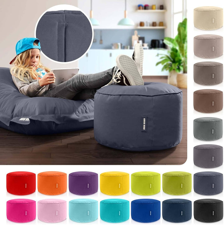 Green Bean Sitzsack-Hocker 45x25cm mit EPS-Perlen Füllung - Fusshocker Fusskissen Sitz-Pouf für Sitz