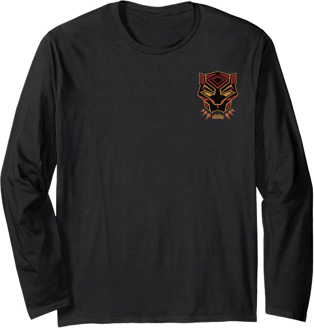 Marvel Black Panther Geometric Mask Left Chest Langarmshirt