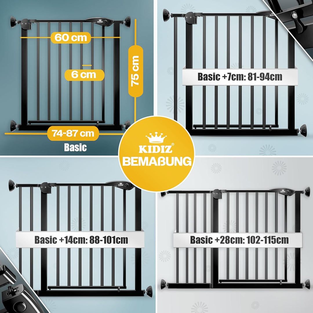 KIDIZ® Türschutzgitter Absperrgitter Treppengitter Kindergitter | Gitter Haustier | ohne Bohren | be