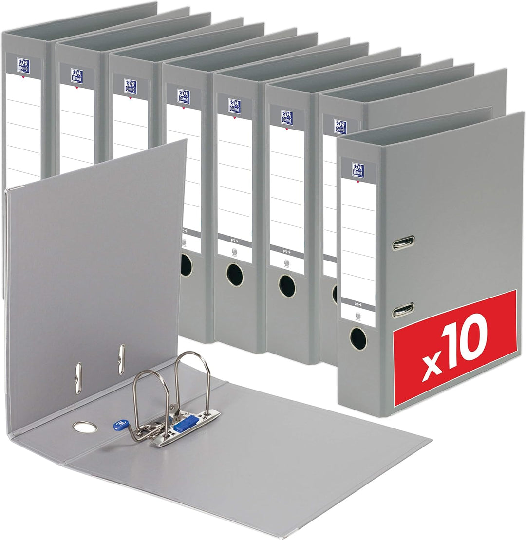 Oxford Smart Pro+ Ordner A4 80 mm PP/PP Grau 10er Stück, Grau