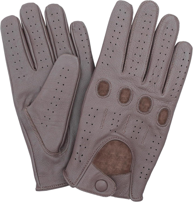 Leatherick Autofahrer Handschuhe Herren – Weiche, Perforierte Fahrhandschuhe mit atmenden Fingerknöc