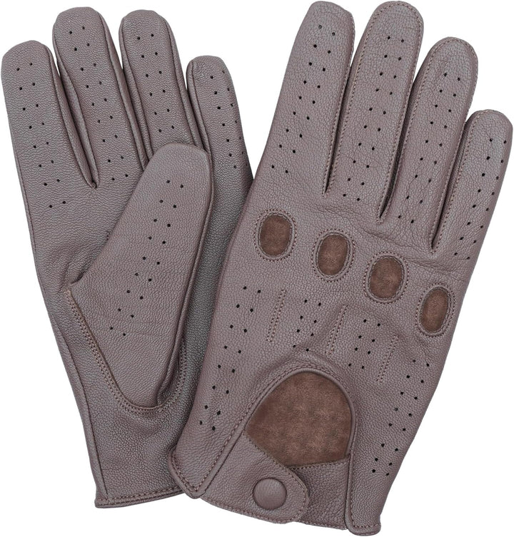 Leatherick Autofahrer Handschuhe Herren – Weiche, Perforierte Fahrhandschuhe mit atmenden Fingerknöc